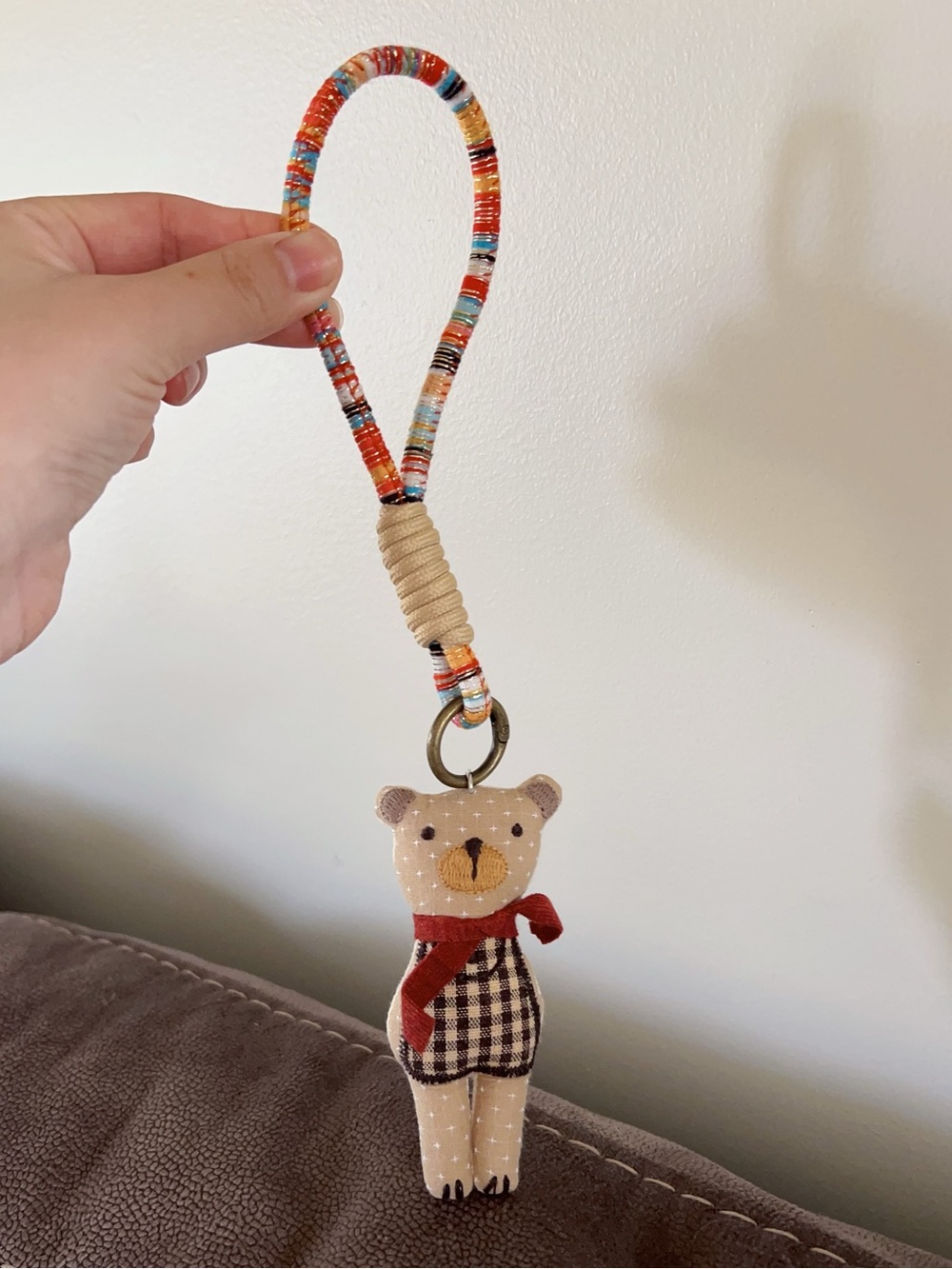 NEW! Handmade Vintage Bear Keychain Bag Charm | Plaid Teddy Wristlet